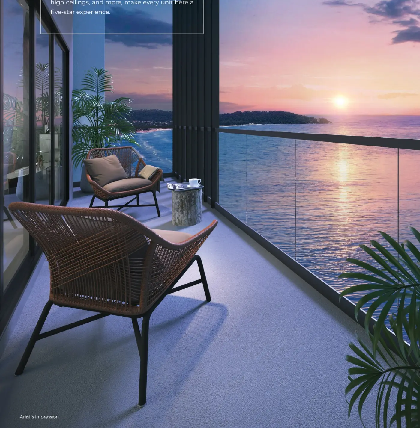 Sea Crestz private balcony with sunset ocean view